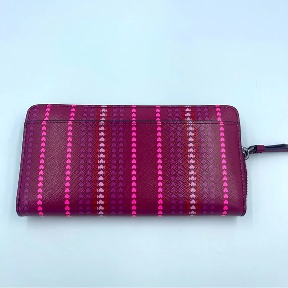 Kate Spade Cameron Large Continental Wallet Heart Stripe Cranberry Cocktail NWT - Picture 3 of 6